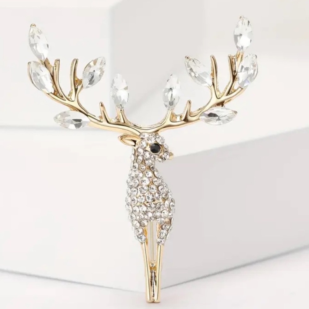 Luxury Rhinestone Reindeer Brooch | Sparkling Christmas Reminder Of Elegance